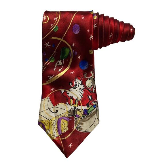 J Garcia Big Finish Collection Fifty Six Christmas Vintage Novelty Necktie Silk - Picture 1 of 7
